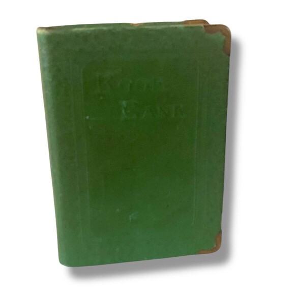 Green Metal Book Bank Advertising Small Souvenir Collectible Vignette Piece - Picture 5 of 10